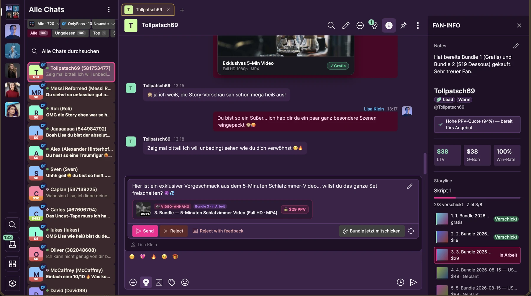 Matrix Chatting CRM – Ansicht aus den Produktunterlagen