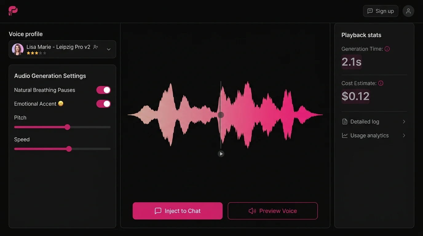 Pectus Voice Cloning – Ansicht aus den Produktunterlagen